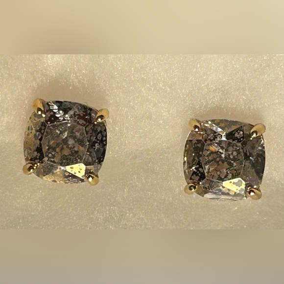 KATE SPADE • Clear Crystal Glitter Squared Away Post Earrings - Picture 2 of 6